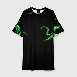 Платье клеш для девочки The color is light green abstraction, цвет: 3D-принт