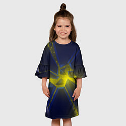 Платье клеш для девочки Разлом космических неоновых плит, цвет: 3D-принт — фото 2