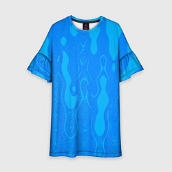 Платье клеш для девочки Голубой абстракция вода, цвет: 3D-принт