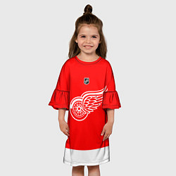Платье клеш для девочки Detroit Red Wings red, цвет: 3D-принт — фото 2