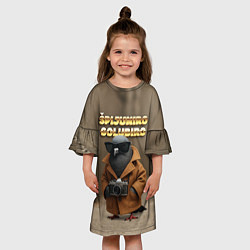 Платье клеш для девочки Spijuniro Golubiro мем, цвет: 3D-принт — фото 2