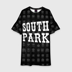 Платье клеш для девочки Южный парк ЧБ, цвет: 3D-принт