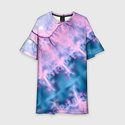 Платье клеш для девочки Вода и розовая абстракция, цвет: 3D-принт