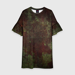 Платье клеш для девочки Абстракция - green fabric soaked in red paint, цвет: 3D-принт