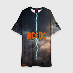 Платье клеш для девочки ACDC логотип группы с молнией, цвет: 3D-принт