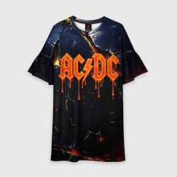 Детское платье ACDC лого из лавы на треснутой текстуре
