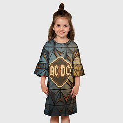Платье клеш для девочки ACDC винтажный логотип, цвет: 3D-принт — фото 2