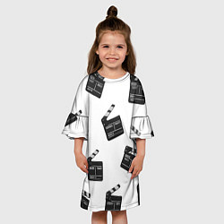 Платье клеш для девочки Съёмочная хлопушка, цвет: 3D-принт — фото 2
