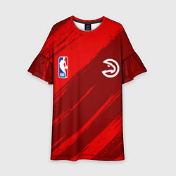 Платье клеш для девочки Атланта Хокс баскетбол, цвет: 3D-принт