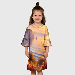 Платье клеш для девочки Рассветный залив, цвет: 3D-принт — фото 2