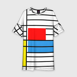 Платье клеш для девочки В стиле мондриана, цвет: 3D-принт