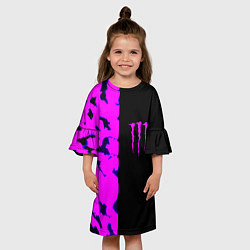 Платье клеш для девочки Monster energy neon camo, цвет: 3D-принт — фото 2