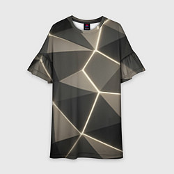 Платье клеш для девочки Серая объемная текстура с гранями, цвет: 3D-принт