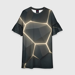 Платье клеш для девочки Объемные серые плиты, цвет: 3D-принт