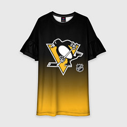 Платье клеш для девочки Питтсбург Пингвинз - градиент, цвет: 3D-принт