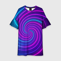 Платье клеш для девочки Сине-фиолетовая спираль, цвет: 3D-принт