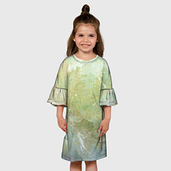 Платье клеш для девочки Абстракция - white waves on green background, цвет: 3D-принт — фото 2