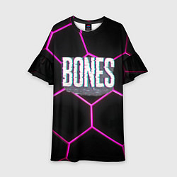 Детское платье Bones белый глитч лого
