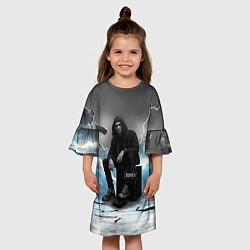 Платье клеш для девочки Bones на фоне молний, цвет: 3D-принт — фото 2