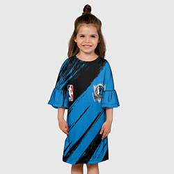 Платье клеш для девочки Даллас Маверикс - черно синий, цвет: 3D-принт — фото 2