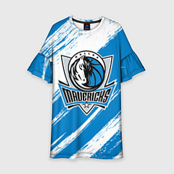 Платье клеш для девочки Даллас Маверикс - белый и синий, цвет: 3D-принт