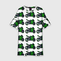 Платье клеш для девочки Motorbike green, цвет: 3D-принт