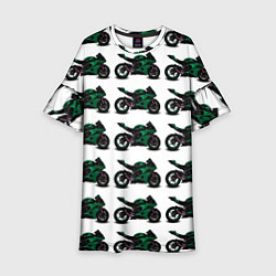Платье клеш для девочки Motorbike dark green, цвет: 3D-принт