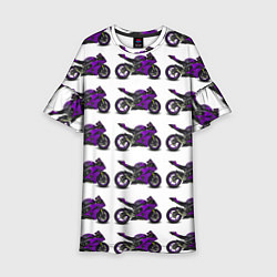Платье клеш для девочки Motorcycle purple, цвет: 3D-принт
