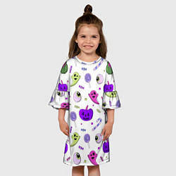 Платье клеш для девочки Halloween purple pumpkin pattern, цвет: 3D-принт — фото 2