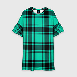 Платье клеш для девочки Checkered turquoise, цвет: 3D-принт