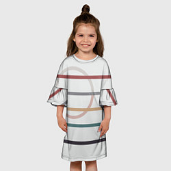 Платье клеш для девочки Stripes and circle, цвет: 3D-принт — фото 2