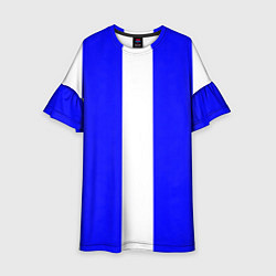 Платье клеш для девочки Color white blue line, цвет: 3D-принт