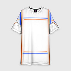 Платье клеш для девочки Neon white orange blue, цвет: 3D-принт