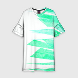 Платье клеш для девочки Color white light blue strip, цвет: 3D-принт