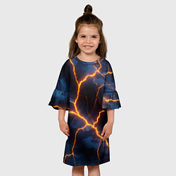 Платье клеш для девочки Молния на камуфляжной текстуре, цвет: 3D-принт — фото 2