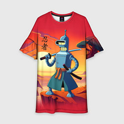 Платье клеш для девочки Бендер ниндзя в Японском пейзаже, цвет: 3D-принт