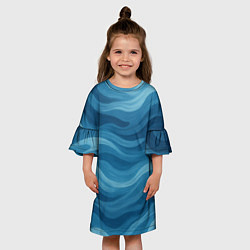 Платье клеш для девочки Камуфляжные синие волны, цвет: 3D-принт — фото 2