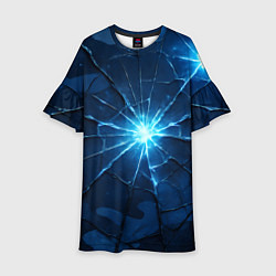 Детское платье Синий камуфляж со вспышками