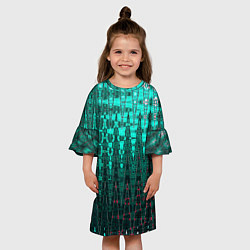 Платье клеш для девочки Нефритовый зелёный абстракция, цвет: 3D-принт — фото 2