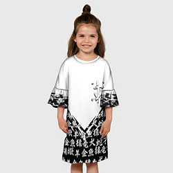Платье клеш для девочки Doom японские символы, цвет: 3D-принт — фото 2
