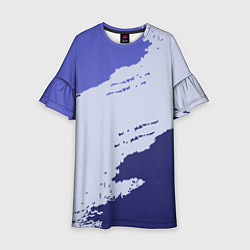 Платье клеш для девочки Сине-голубые неравномерные полосы, цвет: 3D-принт