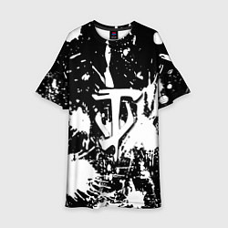 Платье клеш для девочки Doom белые краски, цвет: 3D-принт