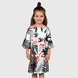 Платье клеш для девочки Doom тропики глитч, цвет: 3D-принт — фото 2
