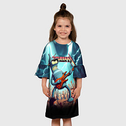 Платье клеш для девочки Бендер рок гитарист - группа Футурама, цвет: 3D-принт — фото 2