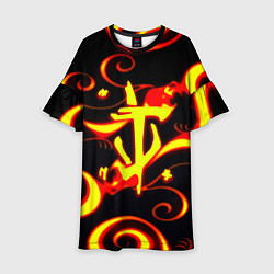 Платье клеш для девочки Doom dragon steel fire, цвет: 3D-принт