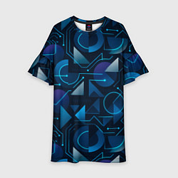 Детское платье Футуристическая сине-фиолетовая абстракция с хакер