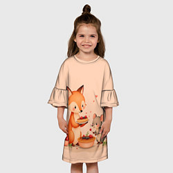 Платье клеш для девочки Пироги с лисой, цвет: 3D-принт — фото 2