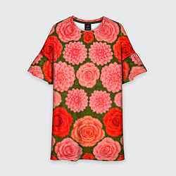 Платье клеш для девочки Цветочная поляна паттерн, цвет: 3D-принт