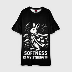 Платье клеш для девочки Заяц герой - сила в мягкости, цвет: 3D-принт