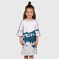 Платье клеш для девочки Лес и озеро, цвет: 3D-принт — фото 2